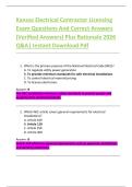 Kansas Electrical Contractor Licensing  Exam Questions And Correct Answers  &lpar;Verified Answers&rpar; Plus Rationale 2026  Q&A&vert; Instant Download Pdf 