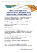 Quiz 1&colon; Nursing History&sol;  Communication&sol; Wellness &lpar;Unitek&rpar;  Questions and Answers Latest 2026 