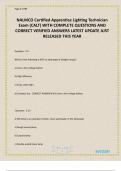 NALMCO Certified Apprentice Lighting Technician Exam &lpar;CALT&rpar; WITH COMPLETE QUESTIONS AND CORRECT VERIFIED ANSWERS LATEST UPDATE JUST RELEASED THIS YEAR