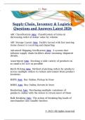 Supply Chain&comma; Inventory & Logistics  Questions and Answers Latest 2026