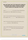 MLO SAFE NMLS SAFE TEST EXAM WITH COMPLETE QUESTIONS AND CORRECT VERIFIED ANSWERS LATEST UPDATE JUST RELEASED THIS YEAR