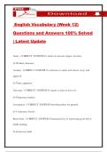 English Vocabulary &lpar;Week 12&rpar; Questions and Answers 100&percnt; Solved &vert; Latest Update