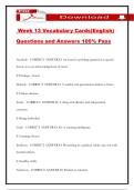 Week 13 Vocabulary Cards&lpar;English&rpar; Questions and Answers 100&percnt; Pass