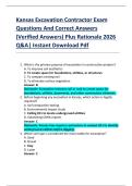 Kansas Excavation Contractor Exam  Questions And Correct Answers  &lpar;Verified Answers&rpar; Plus Rationale 2026  Q&A&vert; Instant Download Pdf