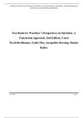Test Bank for Wardlaw&rsquo;s Perspectives in Nutrition&colon; A Functional Approach&comma; 2nd Edition&comma; Carol Byrd-Bredbenner&comma; Gaile Moe&comma; Jacqueline Berning&comma; Danita Kelley