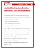 English 11&sol;A Final Exam Questions and Answers 100&percnt; Solved UPDATED