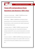 Texas LPC Jurisprudence Exam Questions and Answers 100&percnt; Pass