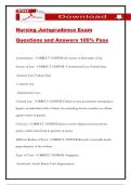 Nursing Jurisprudence Exam Questions and Answers 100&percnt; Pass