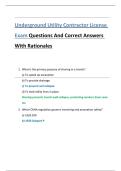 Underground Utility Contractor License Exam Questions And Correct Answers With Rationales