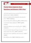 Florida Home Inspector Exam Questions and Answers 100&percnt; Pass