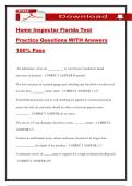 Home Inspector Florida Test Practice Questions WITH Answers 100&percnt; Pass