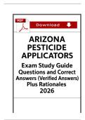 Arizona Pesticide Applicator Exam Questions with 100&percnt; Correct Answers &vert; Latest Version &lpar;2026&rpar; Expert Verified
