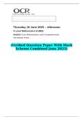 2025 A Level Mathematics B &lpar;MEI&rpar; H640&sol;03 Pure Mathematics and Comprehension  &lpar;Verified Question Paper With Mark Scheme Combined June 2025&rpar;