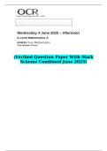 2025 A Level Mathematics A H240&sol;01 Pure Mathematics   &lpar;Verified Question Paper With Mark Scheme Combined June 2025&rpar;