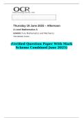 2025 A Level Mathematics A H240&sol;03 Pure Mathematics and Mechanics   &lpar;Verified Question Paper With Mark Scheme Combined June 2025&rpar;