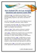New Zealand CPL Air Law Aeroplane  Questions and Answers Latest 2026 