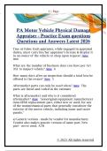 PA Motor Vehicle Physical Damage  Appraiser - Practice Exam questions  Questions and Answers Latest 2026