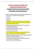 Florida Underground Utility And Excavation Contractor Exam Questions And Correct Answers With Rationales&vert; Already Graded A&plus;