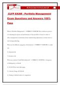 CLFP EXAM - Portfolio Management Exam Questions and Answers 100&percnt; Pass