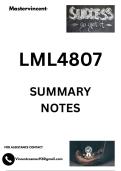 LML4807 EXAM STUDY SUMMARY NOTES&period;