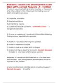 Pediatric Growth and Development Exam Q&A 100- correct Answers- A&plus; verified