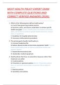 MCAT HEALTH POLICY EXPERT EXAM  WITH COMPLETE QUESTIONS AND  CORRECT VERIFIED ANSWERS &lpar;2026&rpar;&period; 