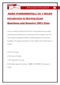 NURS &lpar;FUNDAMENTAL&rpar;&colon; Ch 1 NCLEX Introduction to Nursing Exam Questions and Answers 100&percnt; Pass