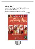 Test Bank for Kaplan and Sadock's Synopsis of Psychiatry&colon; Behavioral Sciences&sol;Clinical Psychiatry&comma; 11th Edition by Sadock&comma; 9781609139711&comma; Covering Chapters 1-37 &vert; Includes Rationales