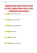 MEDICATION AIDE STATE 2026  LATEST QUESTIONS WITH 100&percnt;  VERIFIED SOLUTIONS&period;