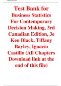 Test Bank for  Business Statistics  For Contemporary  Decision Making&comma; 3rd  Canadian Edition&comma; 3e  Ken Black&comma; Tiffany  Bayley&comma;&vert;&vert;ISBN&colon;9781119658191