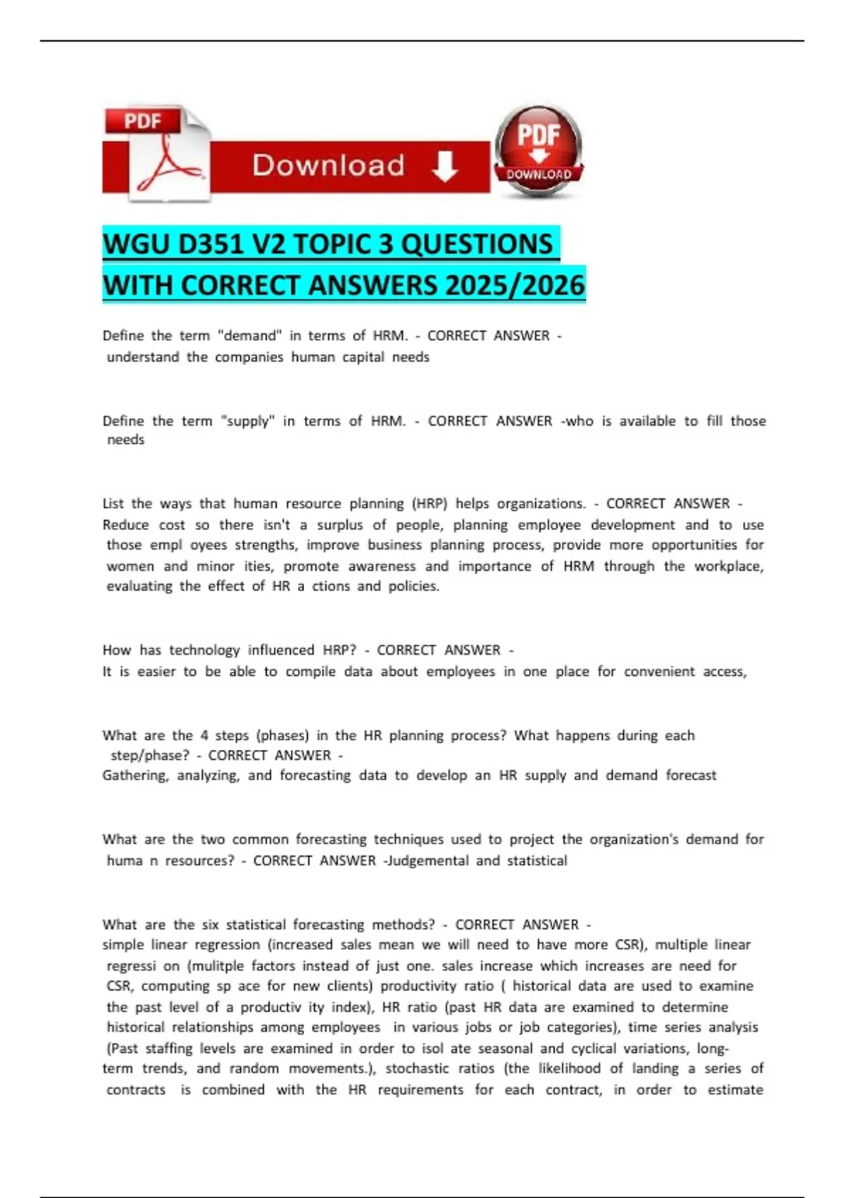 WGU D351 V2 TOPIC 3 QUESTIONS WITH CORRECT ANSWERS - WGU D351 V2 ...