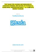 Leading and Managing in Canadian Nursing&comma; 2nd Edition &ndash; Complete Test Bank by Patricia S&period; Yoder-Wise