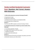 Florida Certified Residential Contractor Exam Questions And Correct Answers With Rationales