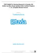 Test Bank &ndash; Nursing Research in Canada&comma; 5th Edition by Mina Singh et al&period; &vert; Verified Q&A &vert; Chapters 1&ndash;21 Complete