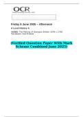 2025 A Level History A Y109&sol;01 The Making of Georgian Britain 1678&ndash;c&period;1760  &lpar;Verified Question Paper With Mark Scheme Combined June 2025&rpar;