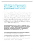 NSG 464 Physical Assessment for Advanced Practice Midterm Exam Questions With Correct Answers 