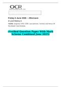 2025 A Level History A Y105&sol;01 England 1445&ndash;1509&colon; Lancastrians&comma; Yorkists and Henry VII   &lpar;Verified Question Paper With Mark Scheme Combined June 2025&rpar;