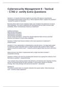 Cybersecurity Management II - Tactical - C795 U certify Extra Questions and Answers