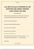 Econ 200 Final Exam &lpar;2 VERSIONS&rpar; ALL 200 QUESTIONS AND CORRECT ANSWERS LATEST UPDATE THIS YEAR