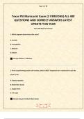 Texas PSI Manicurist Exam &lpar;2 VERSIONS&rpar; ALL 400 QUESTIONS AND CORRECT ANSWERS LATEST UPDATE THIS YEAR