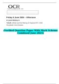 2025 A Level History A Y101&sol;01 Alfred and the Making of England 871&ndash;1016 &lpar;Verified Question Paper With Mark Scheme Combined June 2025&rpar;