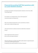 Financial Accounting CLEP Test questions with accurate detailed solutions