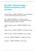 PN 1005 - Pharmacology &ndash; Midterm questions with answers