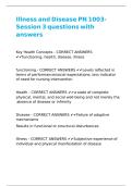Illness and Disease PN 1003- Session 3 questions with answers