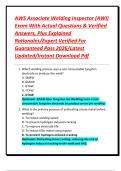 AWS Associate Welding Inspector &lpar;AWI&rpar; Exam With Actual Questions & Verified Answers&comma; Plus Explained Rationales&sol;Expert Verified For Guaranteed Pass 2026&sol;Latest Updated&sol;Instant Download Pdf
