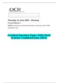 2025 A Level History A Y221&sol;01 Democracy and Dictatorships in Germany 1919&ndash;1963    &lpar;Verified Question Paper With Mark Scheme Combined June 2025&rpar;