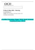 2025 A Level History A Y313&sol;01 The Ascendancy of France 1610&ndash;1715  &lpar;Verified Question Paper With Mark Scheme Combined June 2025&rpar;