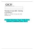 2025 A Level History A Y223&sol;01 The Cold War in Europe 1941&ndash;1995   &lpar;Verified Question Paper With Mark Scheme Combined June 2025&rpar;