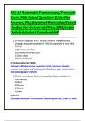 ASE A2 Automatic Transmission&sol;Transaxle Exam With Actual Questions & Verified Answers&comma; Plus Explained Rationales&sol;Expert Verified For Guaranteed Pass 2026&sol;Latest Updated&sol;Instant Download Pdf