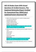 ASE A5 Brakes Exam With Actual Questions & Verified Answers&comma; Plus Explained Rationales&sol;Expert Verified For Guaranteed Pass 2026&sol;Latest Updated&sol;Instant Download Pdf